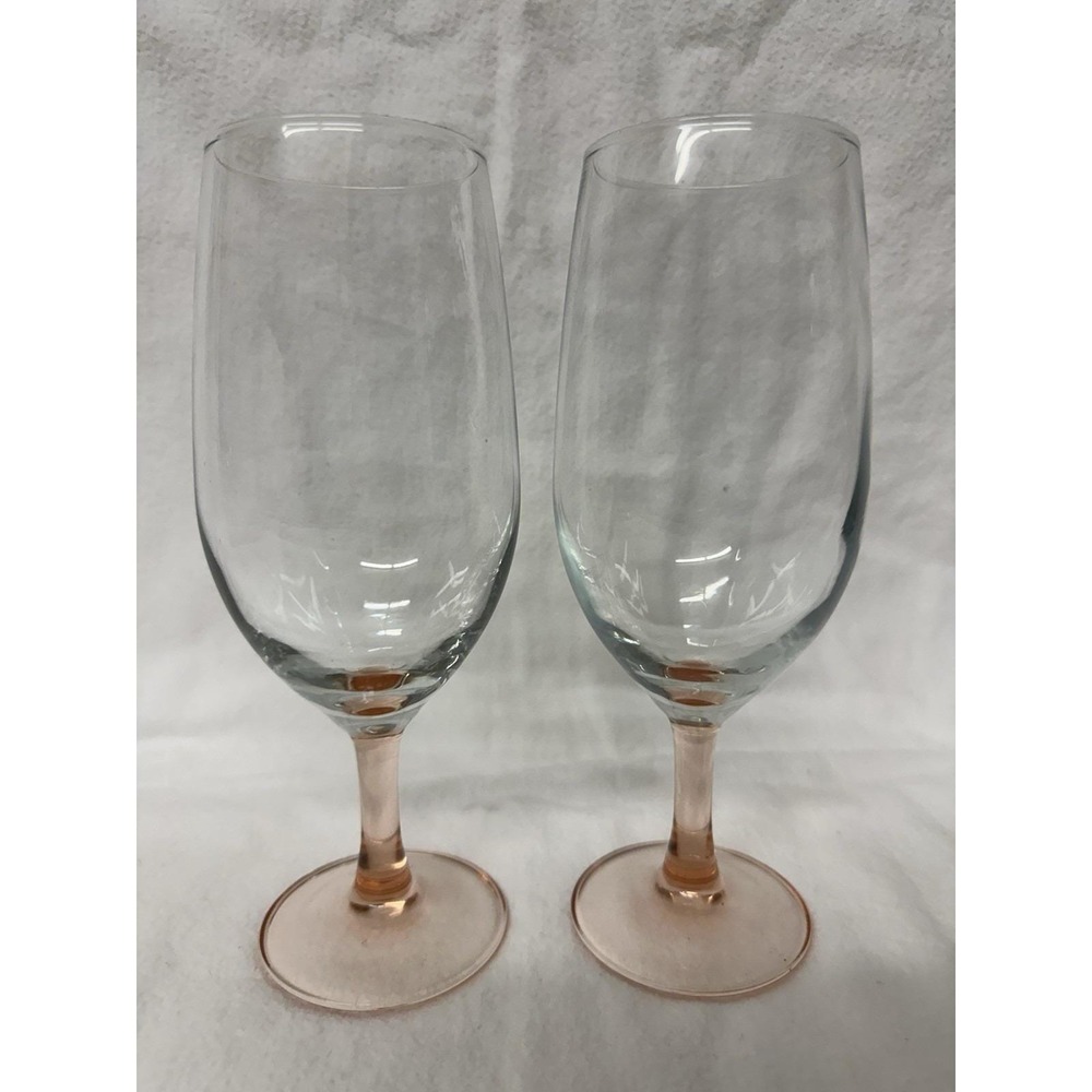 Cristal D'Arques Rose Iced Tea 8 3/8" Set Of 2 Pink/Blush Stem